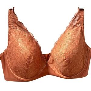 ThirdLove Graphic Lace Plunge Underwire Foam Molded Cups Bra Clay Rust Women 40D